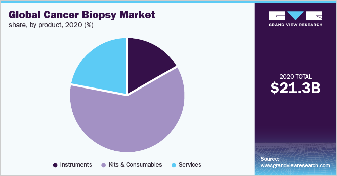 Global cancer biopsy market share, by product, 2020 (%) 2020年,按产品分列的全球癌症活检市场份额(%)